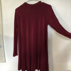 Forever 21 Burgundy Long Sleeve Dress